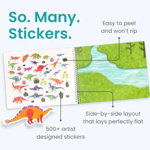 CUPKIN Dinosaur Sticker Book Activity for Kids 2-8 Years | 500+ Dino Stickers, 12 Scenes, 12 Coloring Pages, FSC Certified thumbnail 3