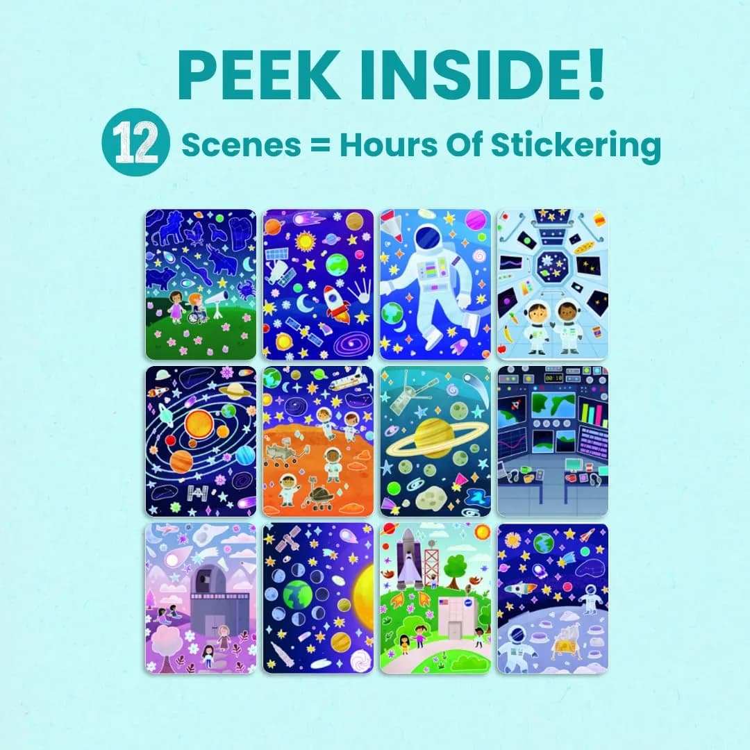 CUPKIN Outer Space Sticker Book for Kids 2-4, 500+ Stickers and 12 Coloring Pages - view 6