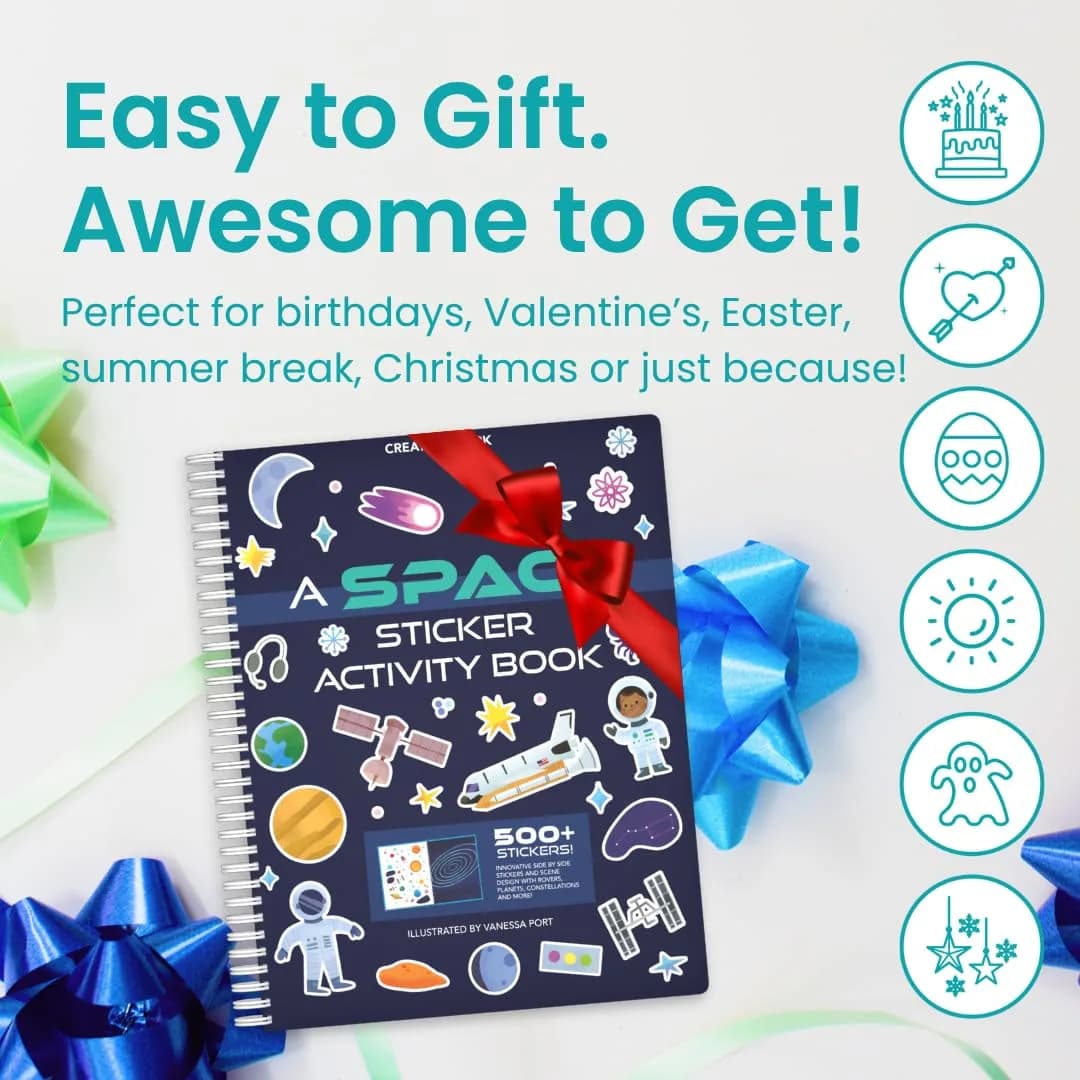 CUPKIN Outer Space Sticker Book for Kids 2-4, 500+ Stickers and 12 Coloring Pages - view 8