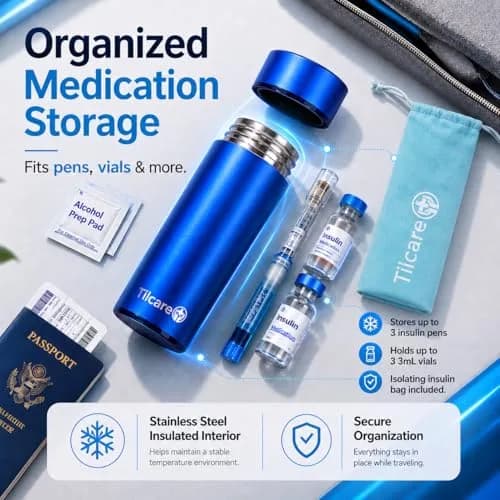 Tilcare Portable Insulin Cooler Travel Case: 60H Cooling | TSA Compliant, Double-Walled Stainless Steel thumbnail 5