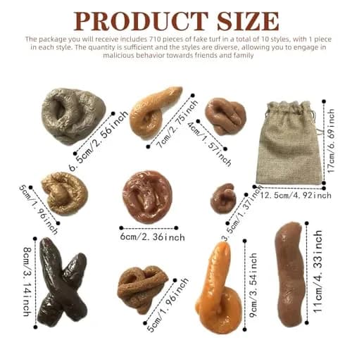 Aebor Fake Poo Set of 10 | Realistic Prank Toys for Halloween & April Fools' Day thumbnail 3