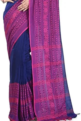 Laxmi Handloom Bengal Cotton Begampuri Saree 5.5m (18 ft) with 0.8m Blouse Piece | Handwoven Traditional Indian Drape thumbnail 5