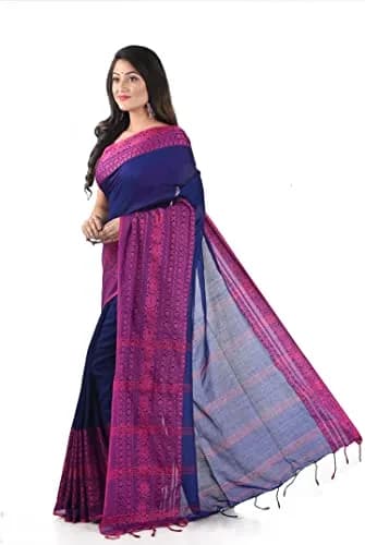 Laxmi Handloom Bengal Cotton Begampuri Saree 5.5m (18 ft) with 0.8m Blouse Piece | Handwoven Traditional Indian Drape thumbnail 3