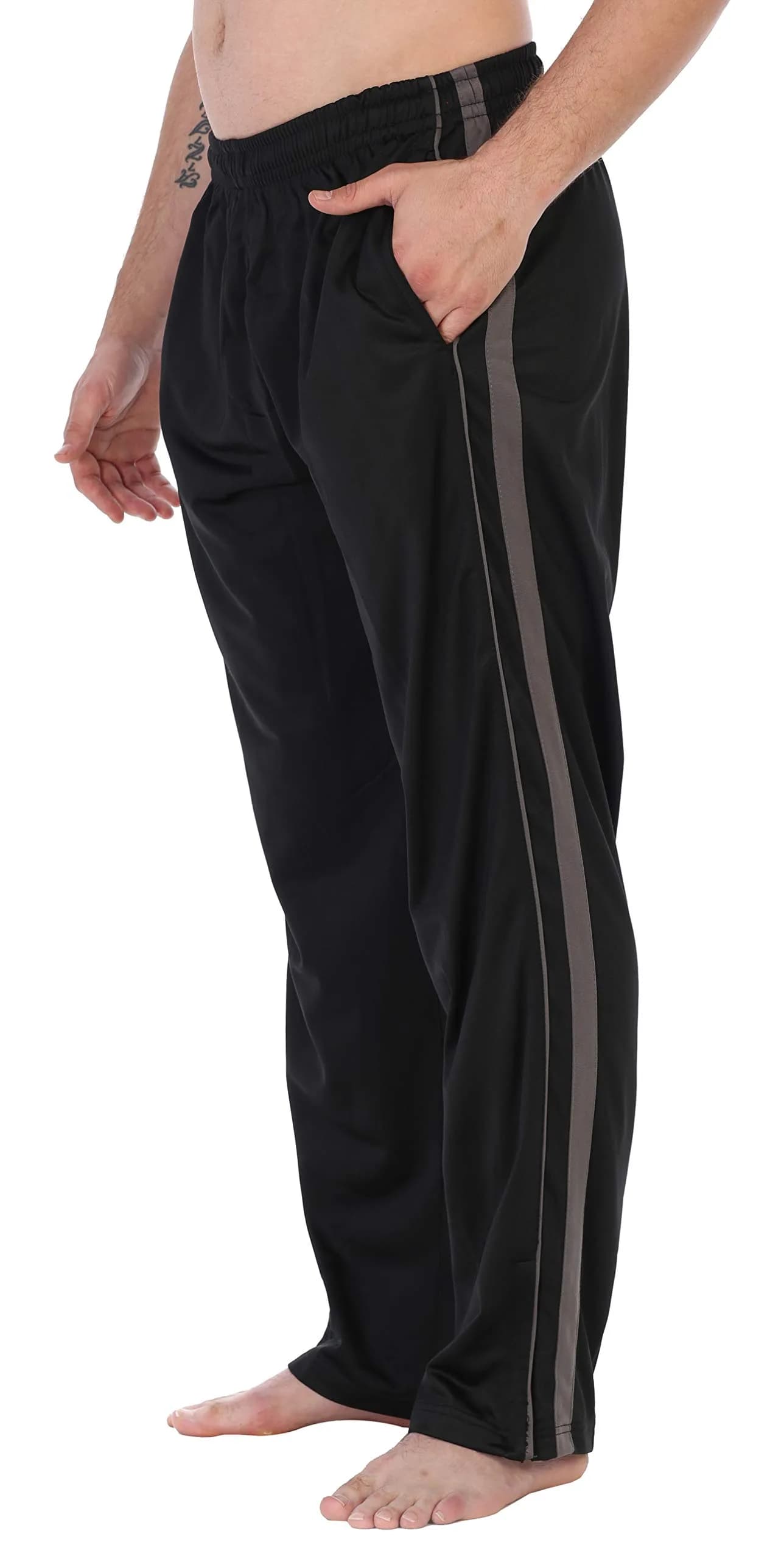 Gioberti Men's Athletic Track Pants, Zip Bottom, Black Charcoal, 3X-Large | Sporty, Comfortable & Quick-Dry