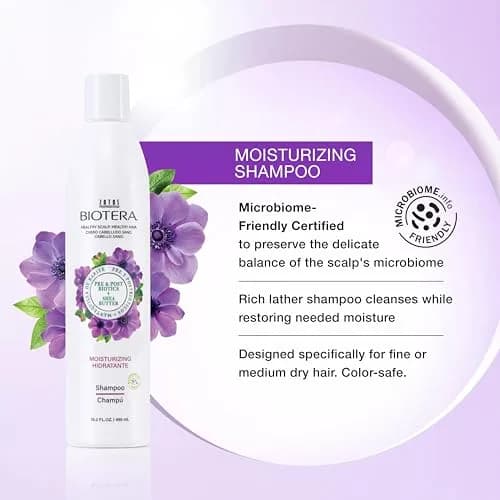 Biotera Moisturizing Shampoo for Dry, Fine Hair | Lightweight Hydration with Coconut & Shea Butter, Restores & Nourishes Moisture, Enhances Shine & Softness, Vegan, 15.2 Fl Oz thumbnail 2