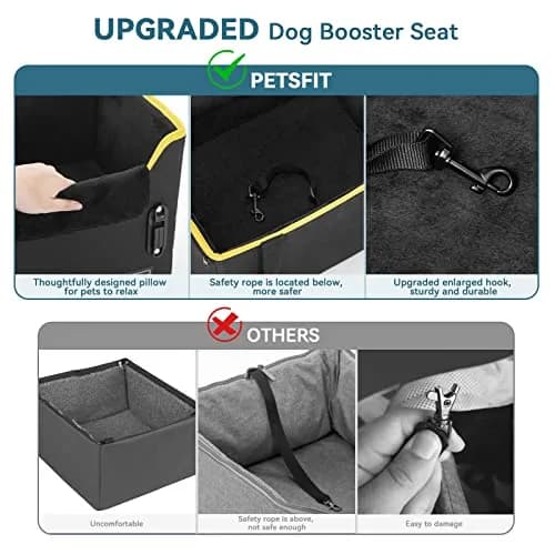 Petsfit Small Dog Car Seat – Foldable Travel Booster with Safety Buckles & Tether, Fits Front/Back Seat | Red thumbnail 4