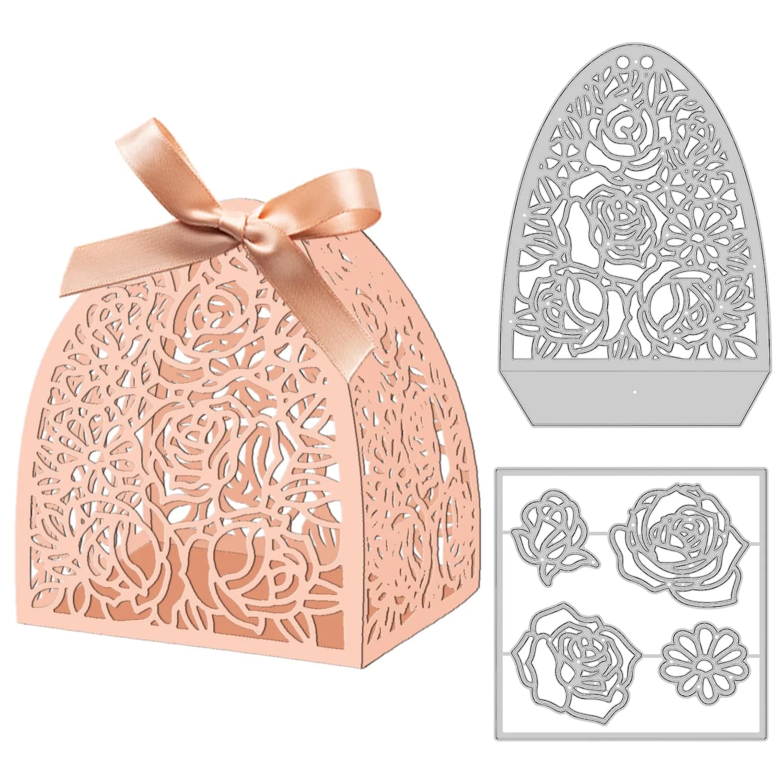 INFUNLY Candy Box Die Cuts Rose 3D Gift Box | Elegant DIY Flower Design (100 words) - main product image