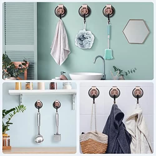 iRomic Heavy Duty Vacuum Suction Cup Hooks (2-Pack, 3.4in x 2.3in x 2.4in) | Damage-Free Organization for Smooth Surfaces thumbnail 4