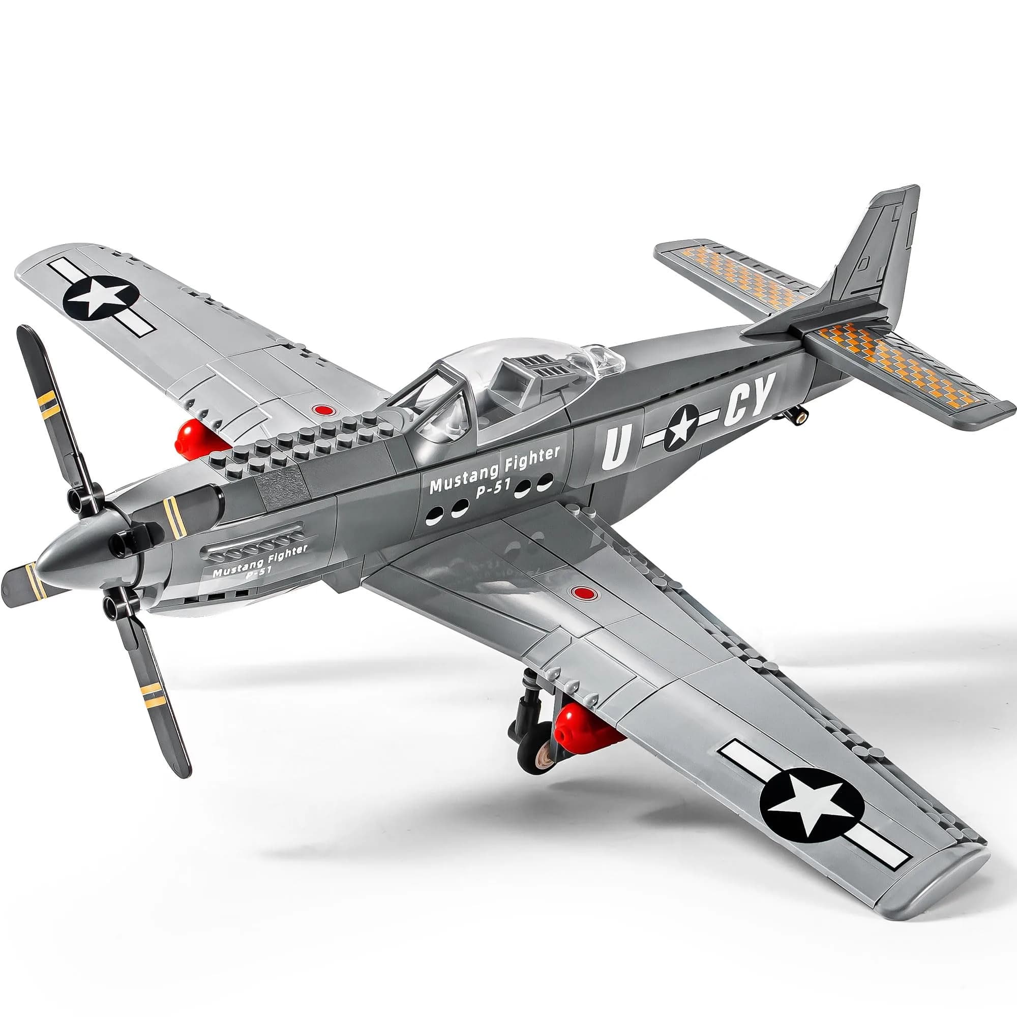 SEMKY Military Fighter Jet P-51 Fighter Mustang Air Force Building Block Set 258 Pieces | Educational Engineering Toy for Kids & Adults — Grey