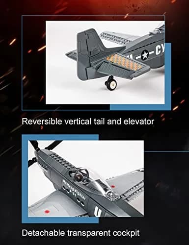 SEMKY Military Fighter Jet P-51 Fighter Mustang Air Force Building Block Set 258 Pieces | Educational Engineering Toy for Kids & Adults thumbnail 4