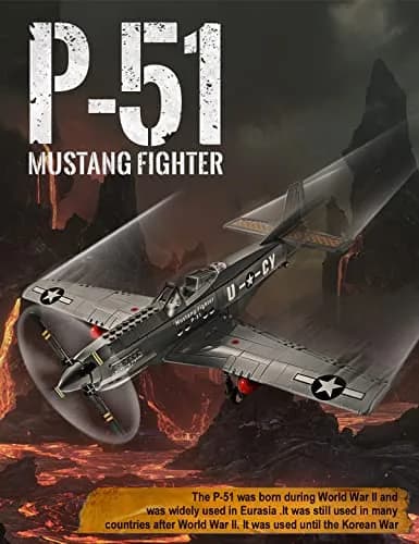 SEMKY Military Fighter Jet P-51 Fighter Mustang Air Force Building Block Set 258 Pieces | Educational Engineering Toy for Kids & Adults thumbnail 2