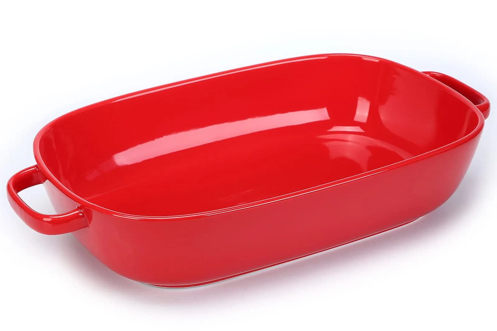 Roeveca 6 Quart Rectangular Ceramic Baking Dish 16x11 Inches | Oven & Microwave Safe, Dishwasher Friendly, Red