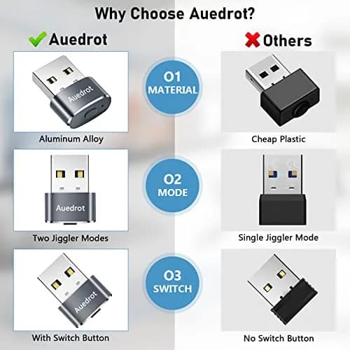 AUEDROT Metal Mouse Jiggler 2 PCS Gray | Undetectable USB Mouse Mover for Computer & Laptop thumbnail 4