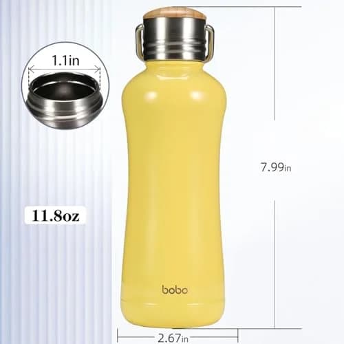 YOHKOH Mini Insulated Water Bottle 11.8oz Yellow | Compact Hot & Cold Stainless Steel Thermos thumbnail 2