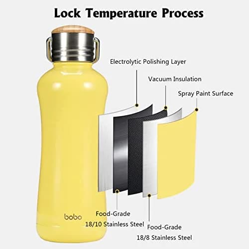 YOHKOH Mini Insulated Water Bottle 11.8oz Yellow | Compact Hot & Cold Stainless Steel Thermos thumbnail 3