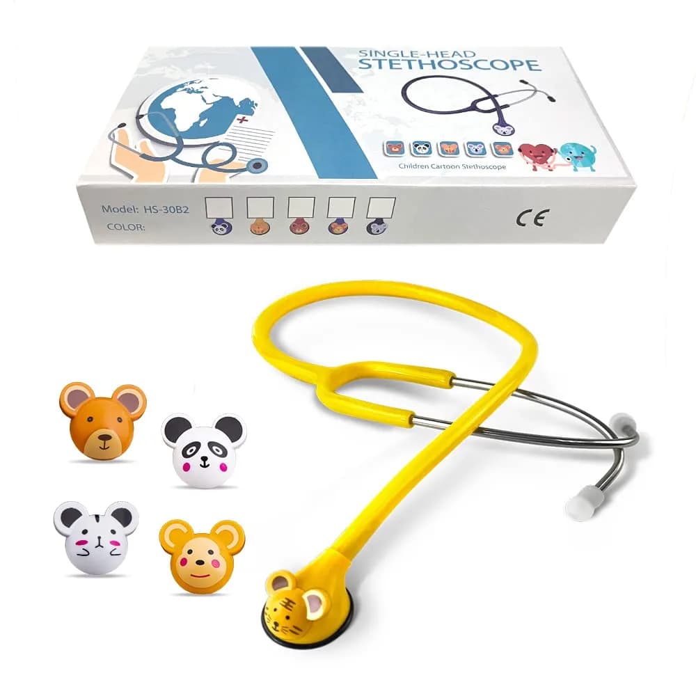 SCIAN Real Working Stethoscope with 5 Interchangeable Cartoon Heads - Yellow | Professional Quality for Doctors, Nurses, Clinicians & Home Use - view 7