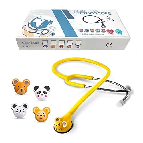 SCIAN Real Working Stethoscope with 5 Interchangeable Cartoon Heads - Yellow | Professional Quality for Doctors, Nurses, Clinicians & Home Use thumbnail 7