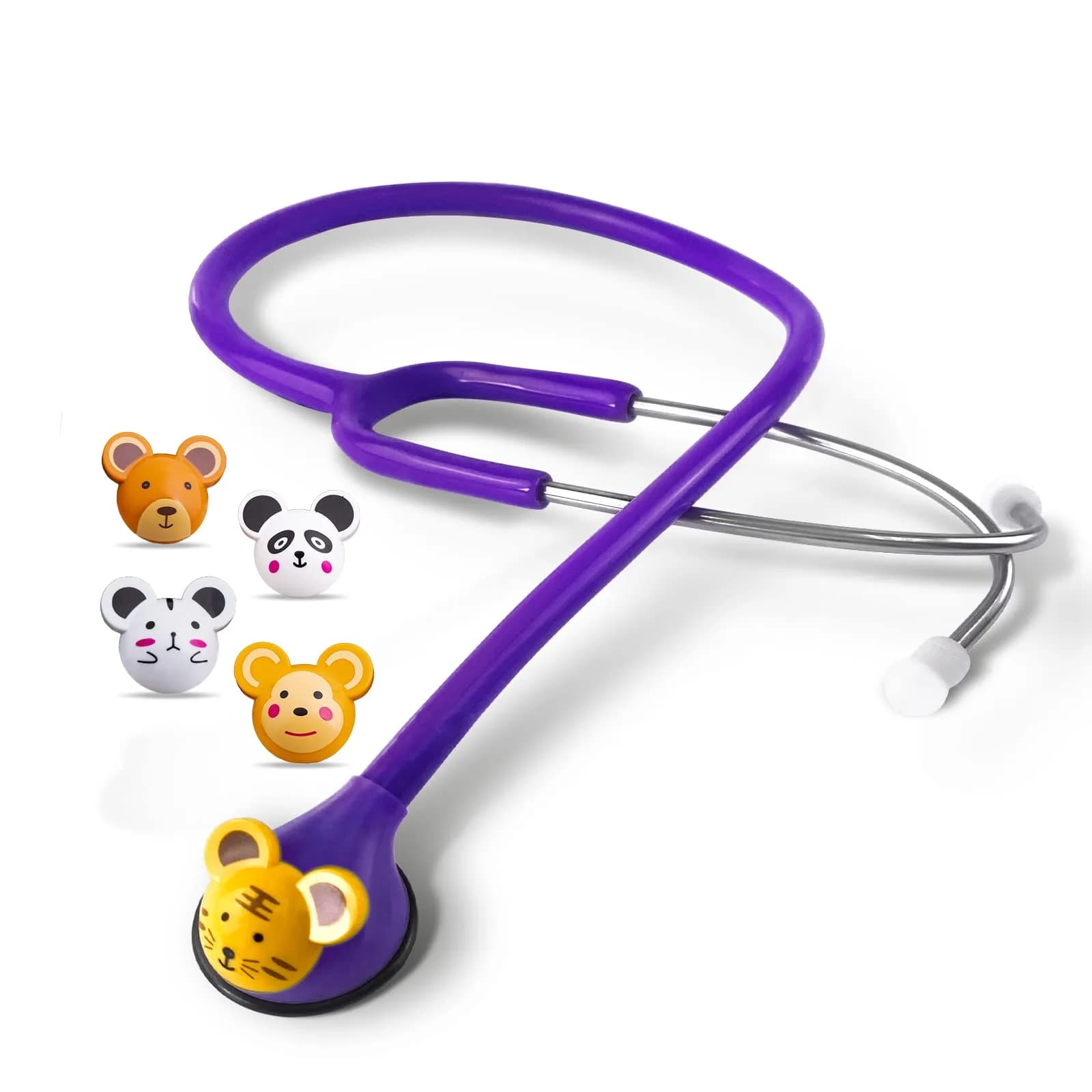 SCIAN Real Working Stethoscope with 5 Interchangeable Cartoon Heads, Professional Quality Purple | 22.1cm (8.7in) Length - main product image