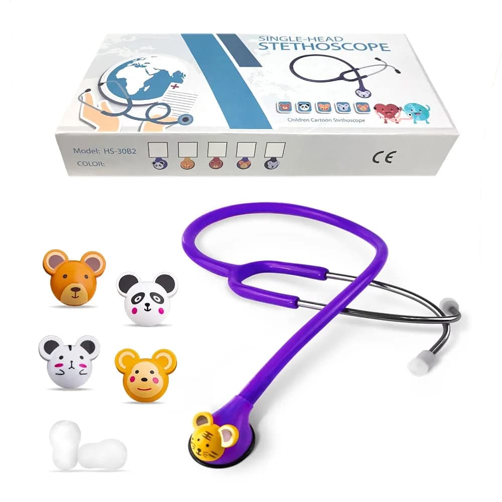 SCIAN Real Working Stethoscope with 5 Interchangeable Cartoon Heads, Professional Quality Purple | 22.1cm (8.7in) Length - view 7