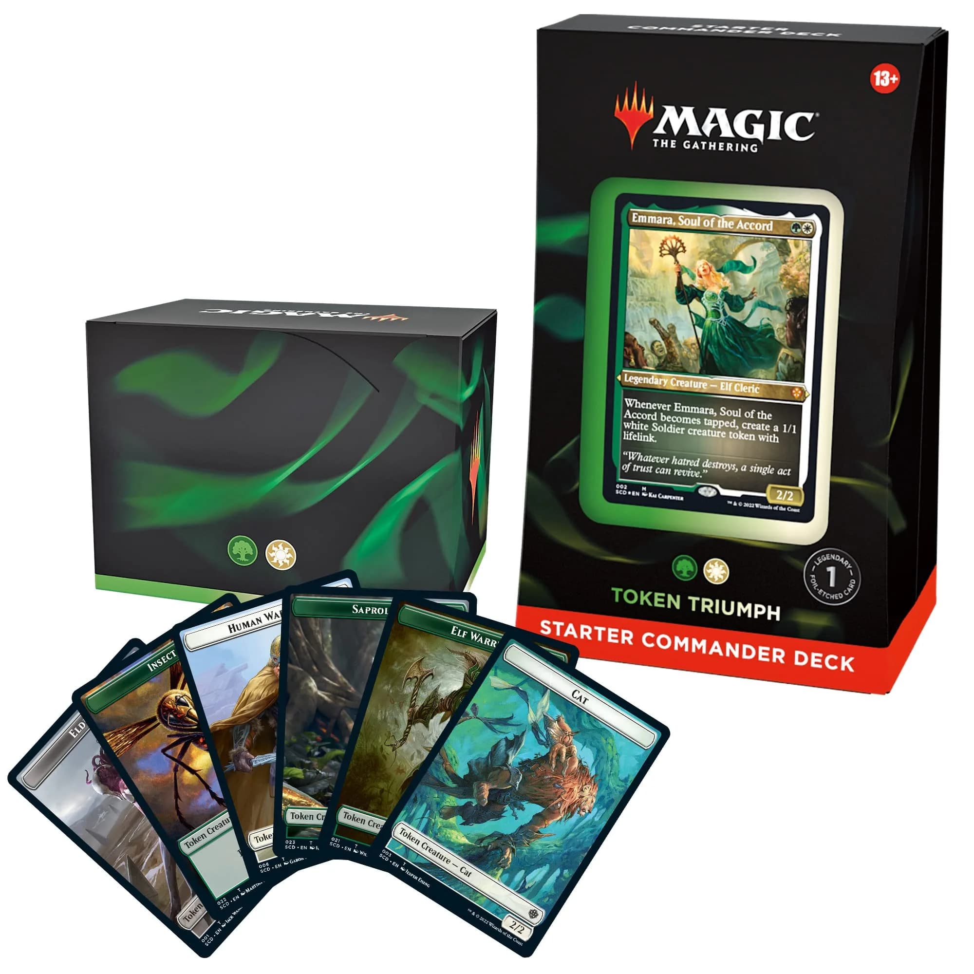 Magic: The Gathering Token Triumph Commander Deck (Green-White) 100-Card Deck | Ready-to-Play for Beginners — 7 x 5 x 0.1 inches