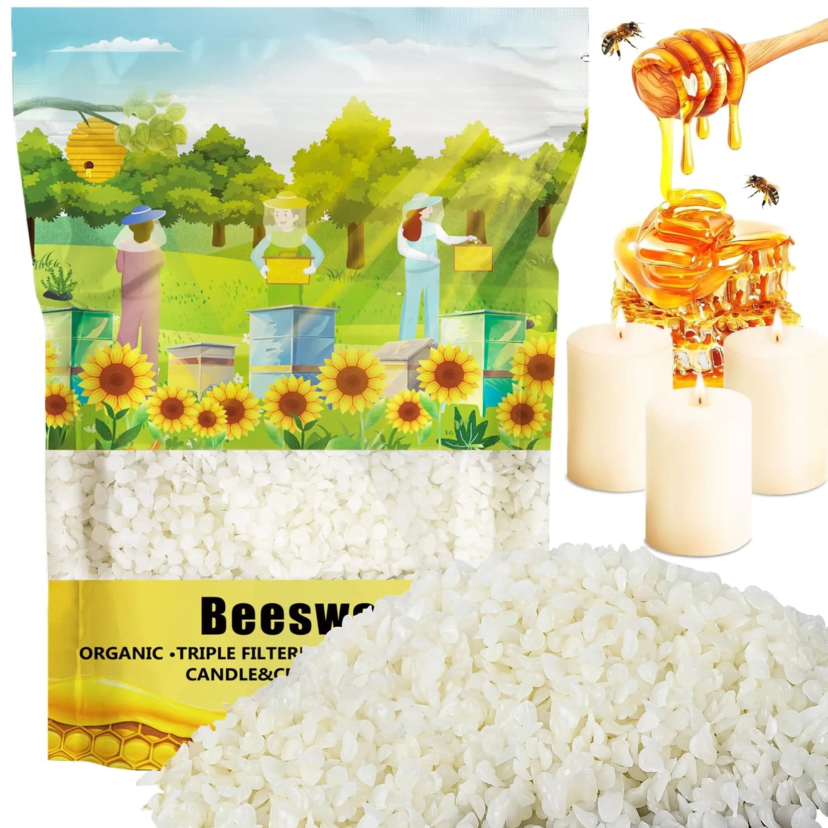 CARGEN White Beeswax Pellets 430g | Triple Filtered Candle Wax for DIY & Skin Care