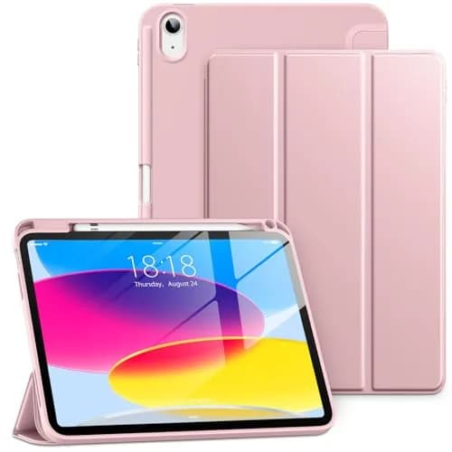 DTTO iPad Case for 11th & 10th Gen | Auto Sleep/Wake, Rose Gold, Slim Tri-fold Stand thumbnail 1