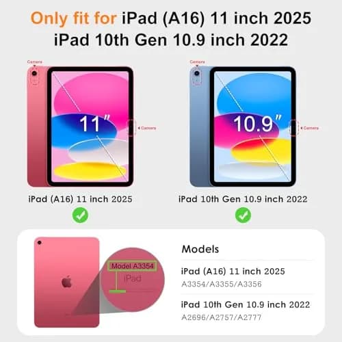 DTTO iPad Case for 11th & 10th Gen | Auto Sleep/Wake, Rose Gold, Slim Tri-fold Stand thumbnail 2