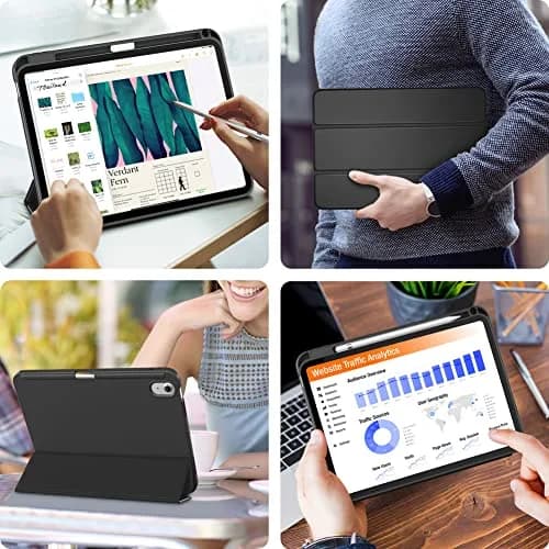 DTTO iPad (A16) 11th Gen Case 11 Inch 2025, 10th Gen 10.9 Inch 2022, Slim Tri-fold Stand TPU Cover with Pencil Holder - Auto Sleep/Wake, Black thumbnail 7