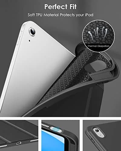 DTTO iPad (A16) 11th Gen Case 11 Inch 2025, 10th Gen 10.9 Inch 2022, Slim Tri-fold Stand TPU Cover with Pencil Holder - Auto Sleep/Wake, Black thumbnail 3