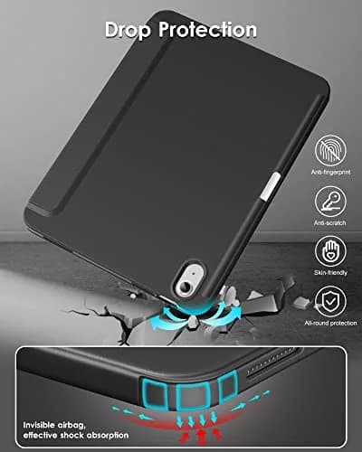 DTTO iPad (A16) 11th Gen Case 11 Inch 2025, 10th Gen 10.9 Inch 2022, Slim Tri-fold Stand TPU Cover with Pencil Holder - Auto Sleep/Wake, Black thumbnail 4
