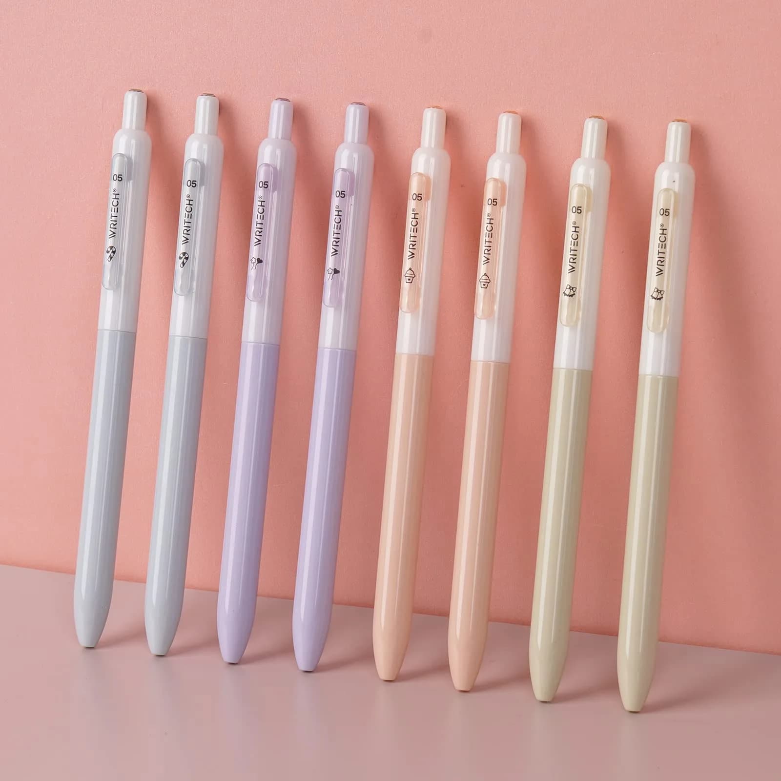WRITECH Gel Pens Fine Point: 0.5mm Black Silent Click Needle Tip 8ct | Smooth Ink Flow - main product image