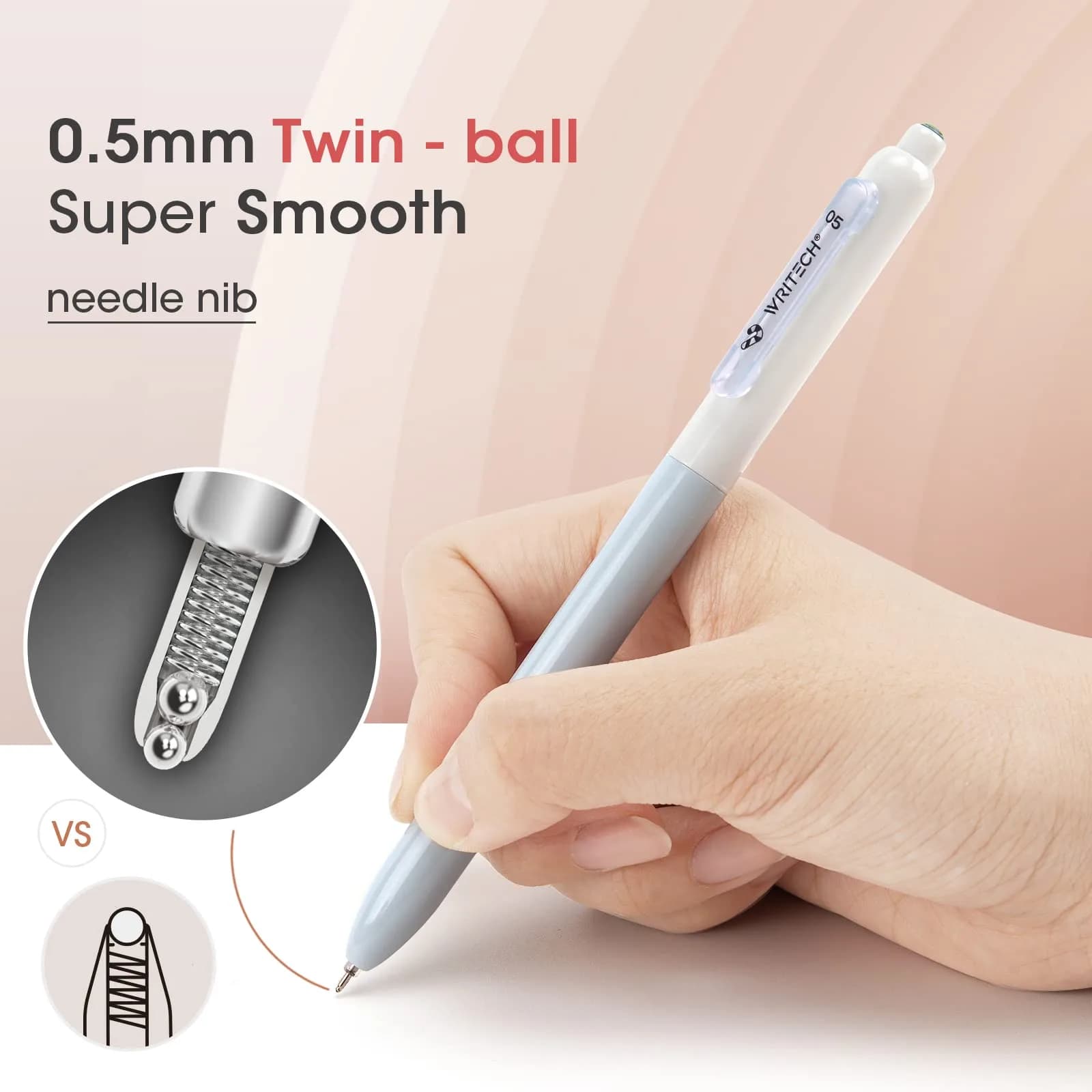 WRITECH Gel Pens Fine Point: 0.5mm Black Silent Click Needle Tip 8ct | Smooth Ink Flow - view 3