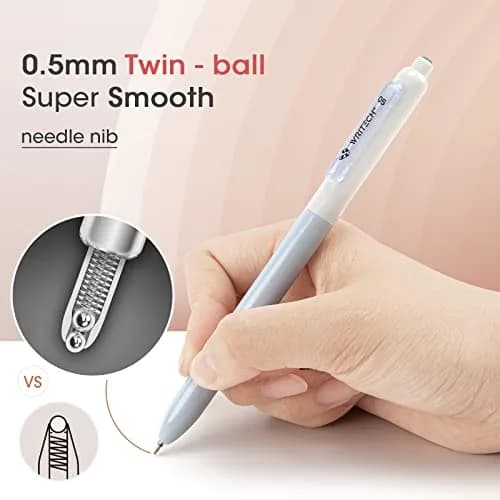 WRITECH Gel Pens Fine Point: 0.5mm Black Silent Click Needle Tip 8ct | Smooth Ink Flow thumbnail 3