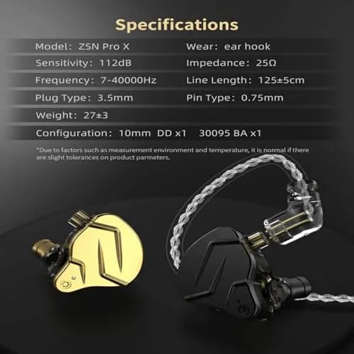 KZ ZSN PRO X Wired In-Ear Monitor Headphones with Dual Driver Hybrid Technology | 25 Ohm Impedance, 112dB Sensitivity thumbnail 5