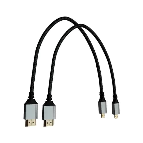 Seadream 4K Micro HDMI to HDMI Cable 30cm (1FT) 2-Pack | Braided Cord for PS5, Laptop to Monitor, Smart TV thumbnail 1
