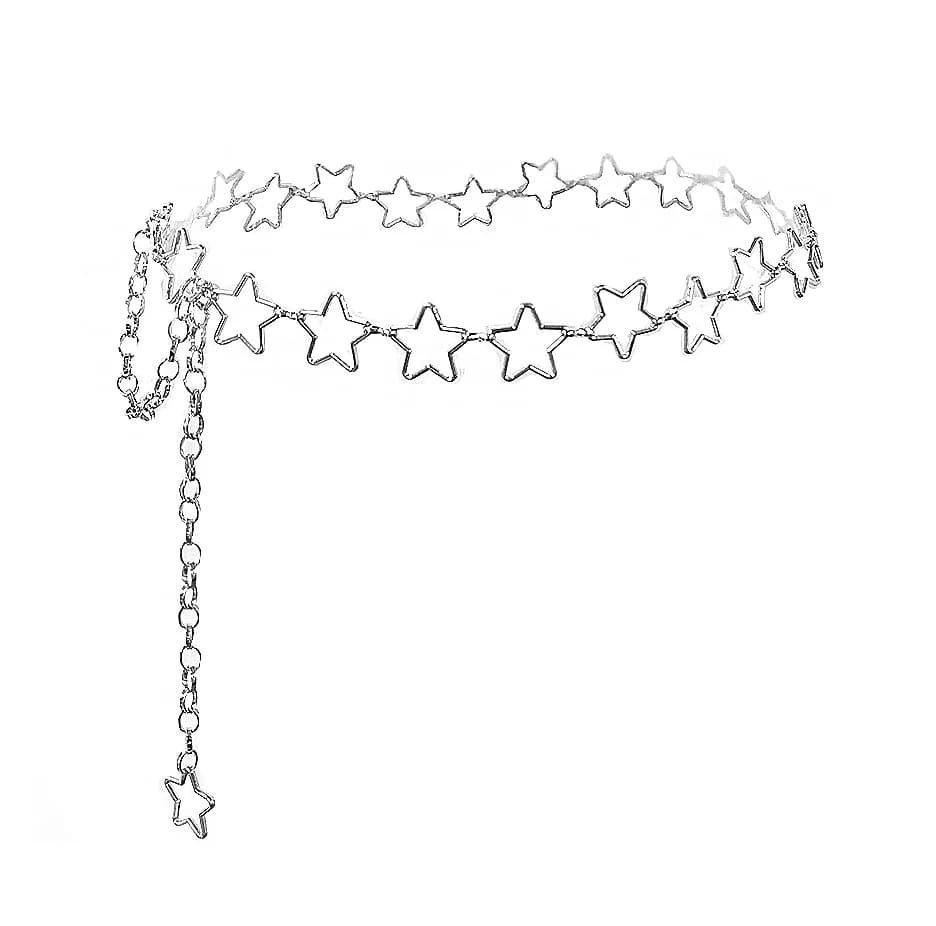 Eyraevor Silver Star Waist Chain 45 Inch | Elegant Y2K Body Jewelry Accessory thumbnail 1