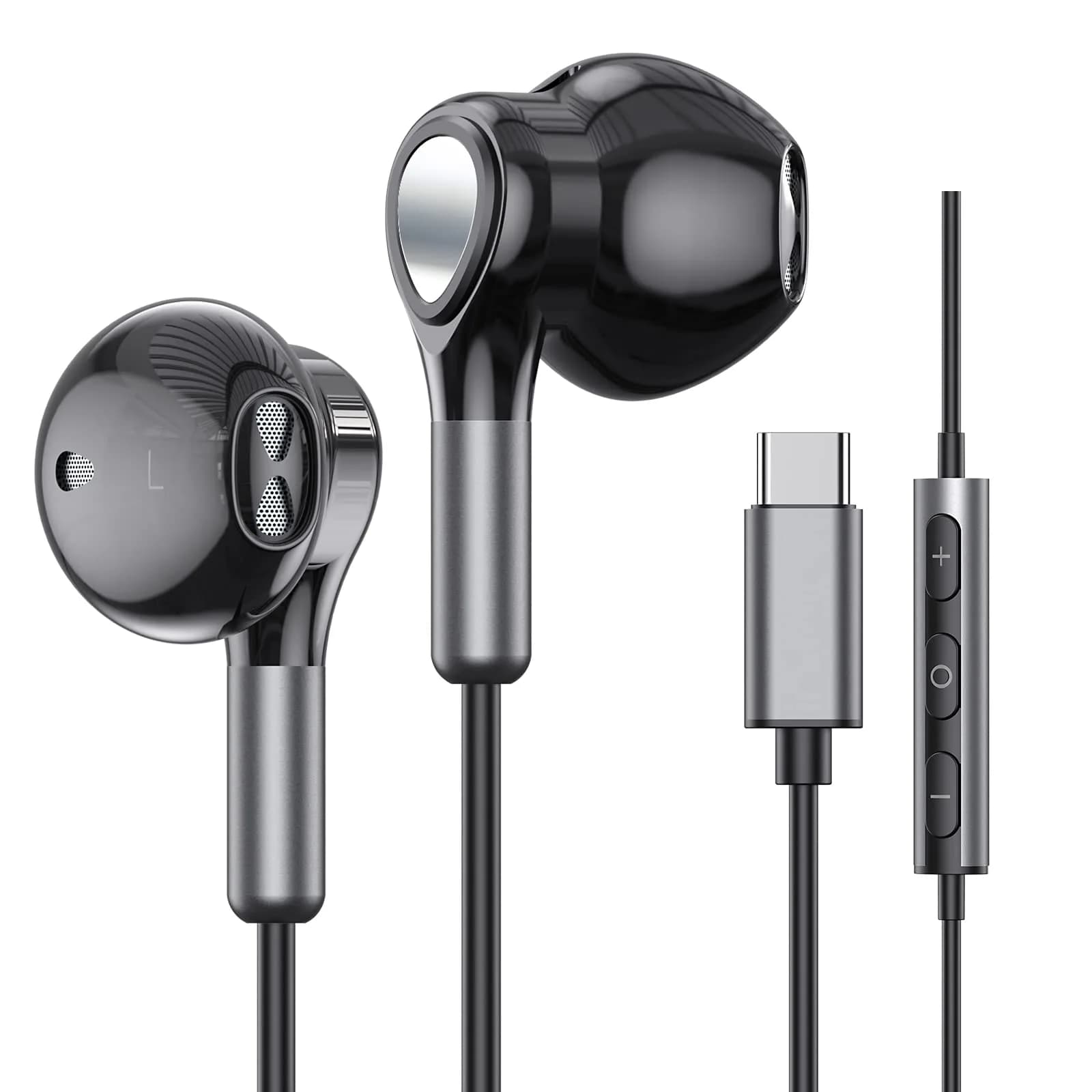 BENEWY Wired USB C Headphones with Mic & Volume Control, 1.3m Tangle-Free Cable | HiFi Stereo Sound - main product image