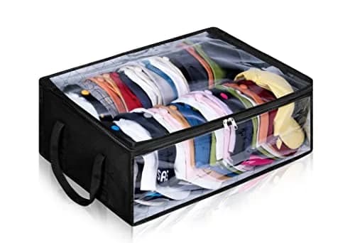 AOODA Wide Hat Storage for Baseball Caps | Large Capacity Cap Organizer for Closet, Holds up to 40 Snapbacks, Black thumbnail 1