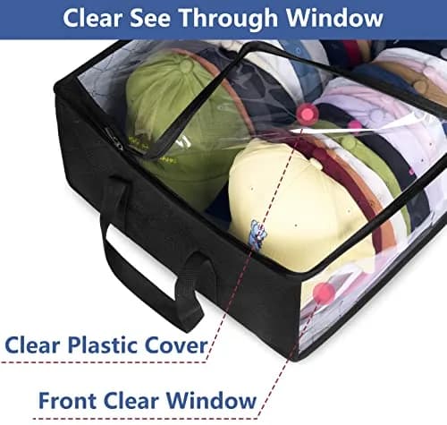 AOODA Wide Hat Storage for Baseball Caps | Large Capacity Cap Organizer for Closet, Holds up to 40 Snapbacks, Black thumbnail 3