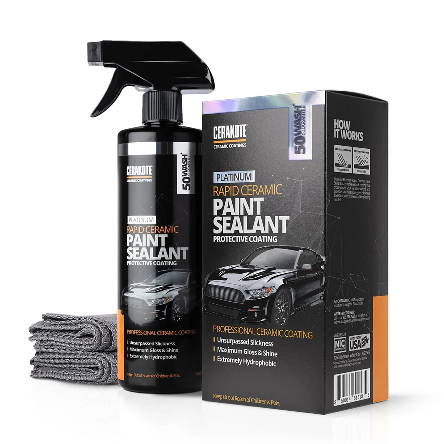 CERAKOTE Rapid Ceramic Paint Sealant 394ml (14 Fl Oz) | Glossy Mirror-Like Finish & 50-Wash Protection — 14 Fl Oz