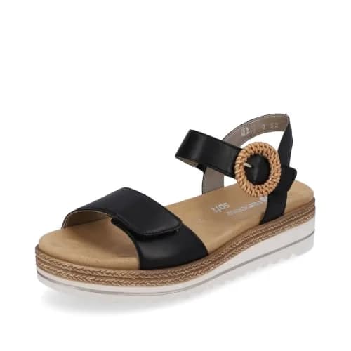 Remonte D0q52 Women's Sandals Black 38 EU / 7 US | Ultra Soft Leather Comfort thumbnail 1