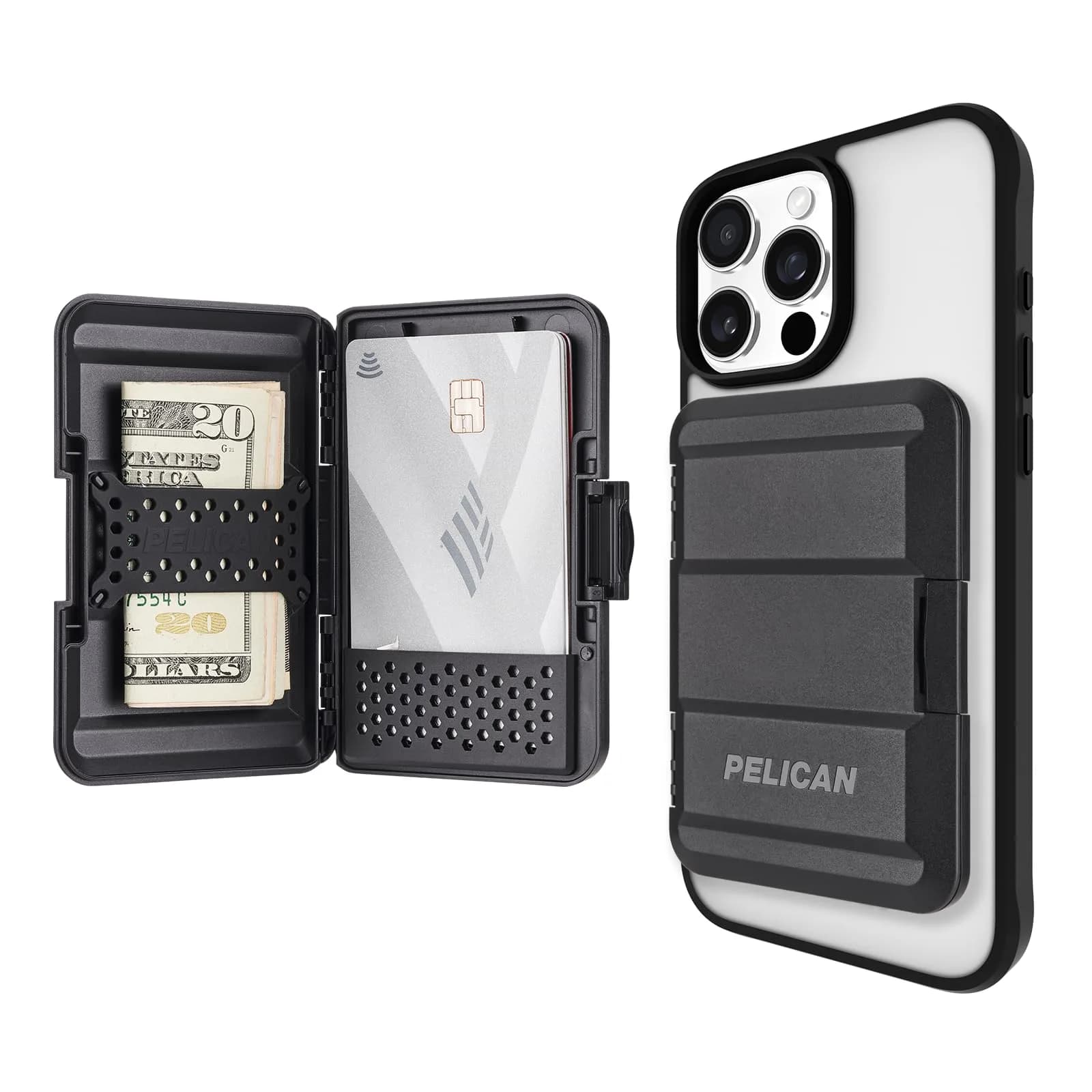Pelican MagSafe Wallet for iPhone - Black | Slim Magnetic Phone Wallet with Card Holder