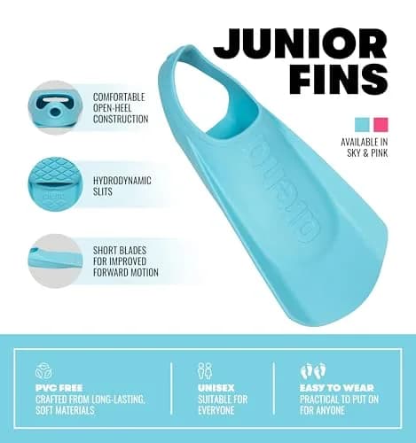 ARENA Junior Swim Fins for Kids | Size 9-10 US (23.8cm W x 25.4cm H x 6.5cm L) thumbnail 3