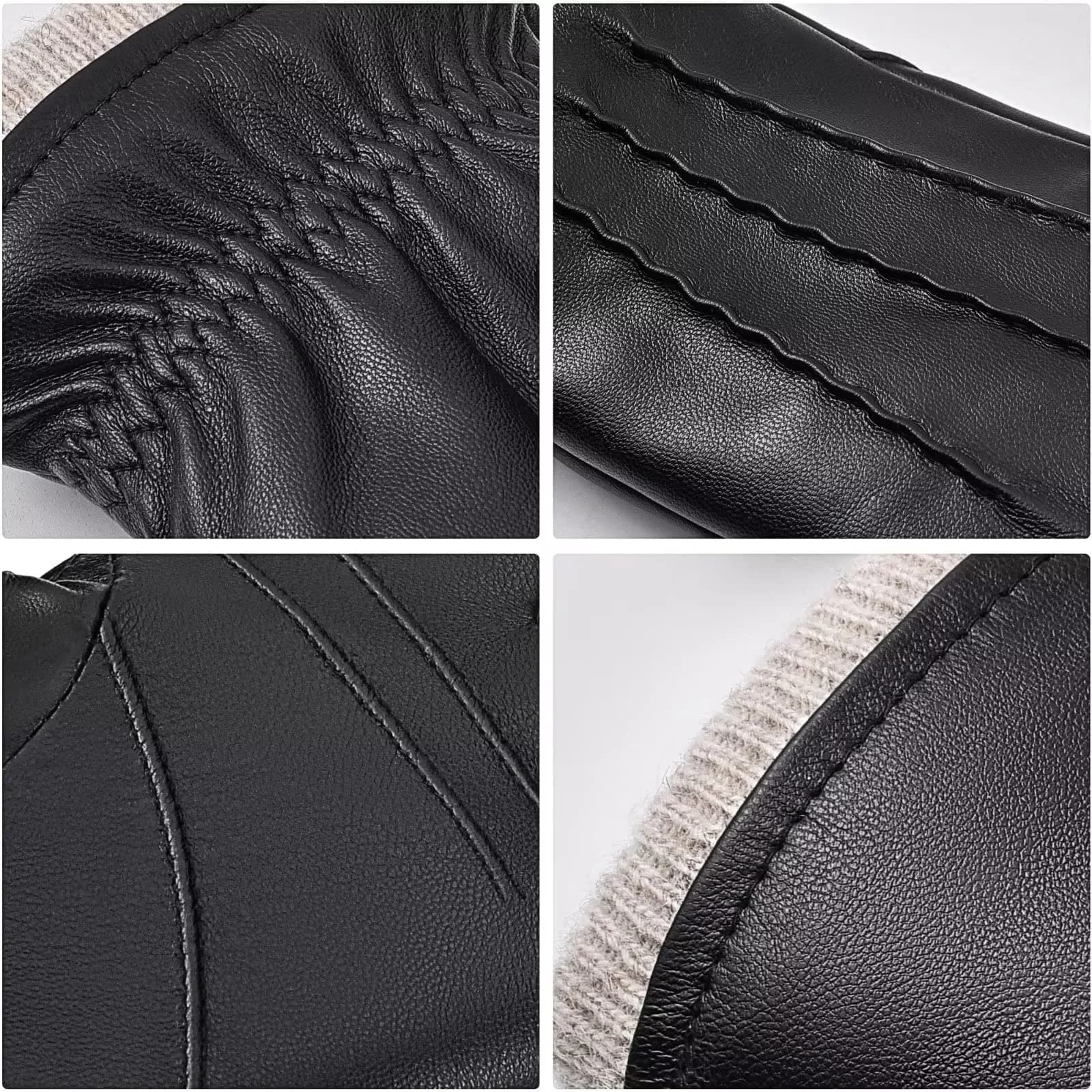 MAGILINK Men's Leather Gloves Touchscreen Texting L (Black) | Warm Thermal Wool Fleece Lined - view 5
