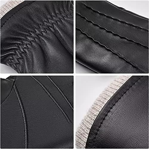 MAGILINK Men's Leather Gloves Touchscreen Texting L (Black) | Warm Thermal Wool Fleece Lined thumbnail 5