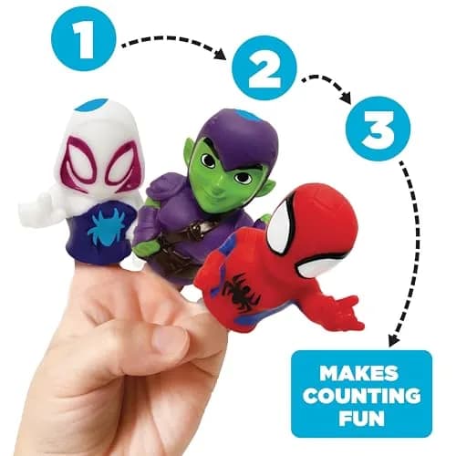 Ginsey Spidey and His Amazing Friends Finger Puppet Set | Waterproof Bath Toys for Kids, 5 Pieces, PVC, Unisex thumbnail 3