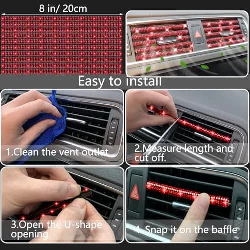 NBTEPEM 27 pcs Red Bling Car Accessories Set for Women | Universal Fit 15 Inch | Sparkling Rhinestone Decor thumbnail 6