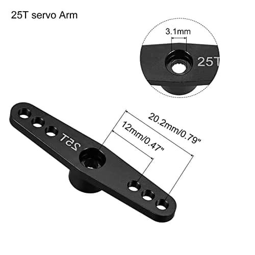 MECCANIXITY 25T Servo Arm Horn Black 3.1mm | Aluminum Alloy for RC Car Large Torque Digital Coreless Servo Parts thumbnail 2
