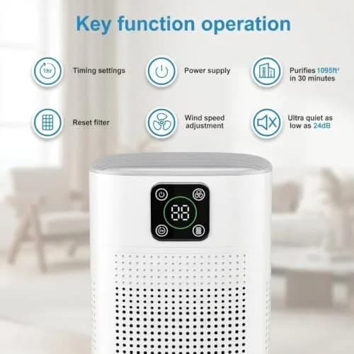 Honeyuan H13 HEPA Air Purifier for Bedroom & Large Rooms | 1095 sqft Coverage, 24dB Sleep Mode, 3-Stage Filtration thumbnail 3
