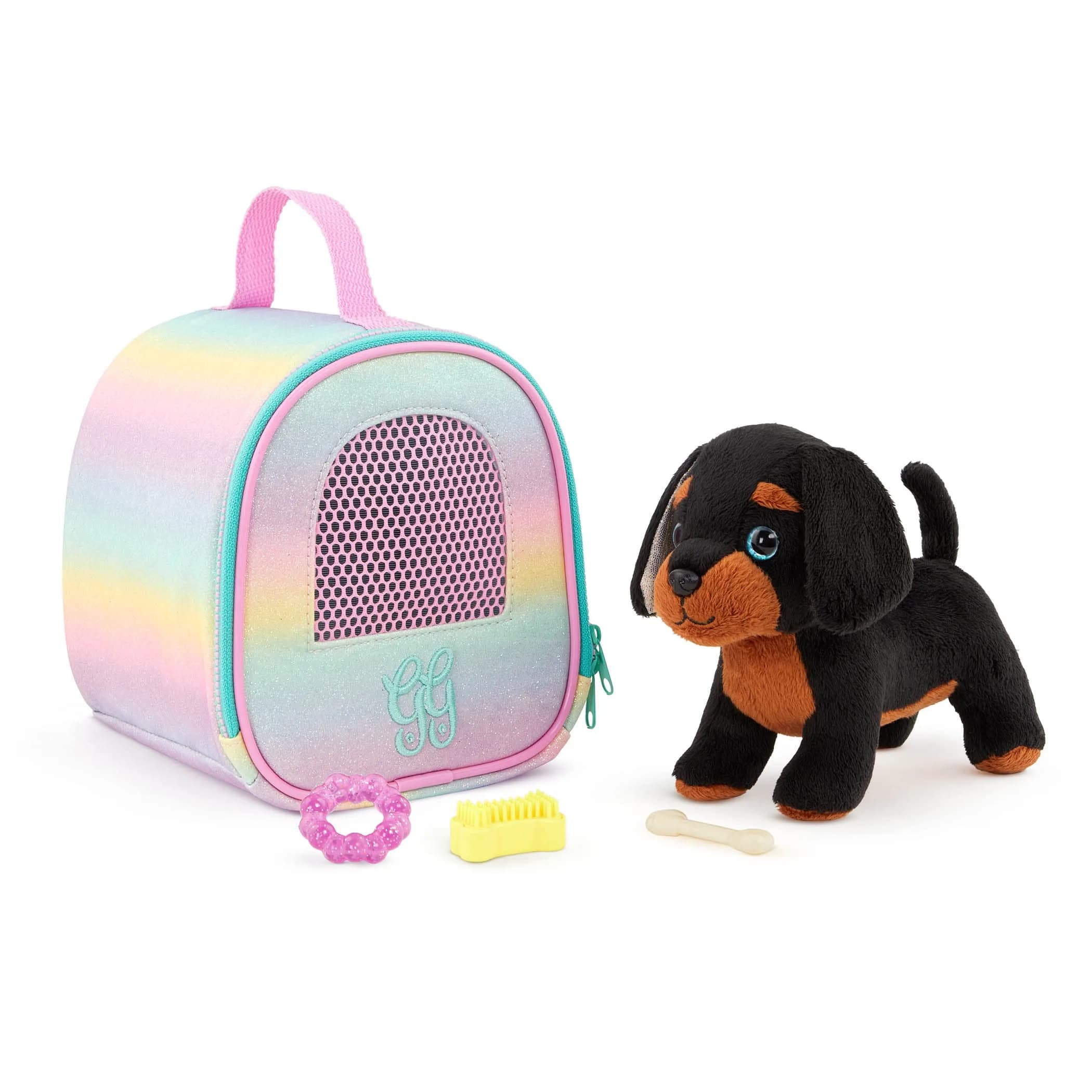 Glitter Girls Slim & Pup Carrier Set with Teckel Puppy Plush Toy 17.78cm (7 inch) | ASTM-Tested Toy for Kids 3+ Years — Multi